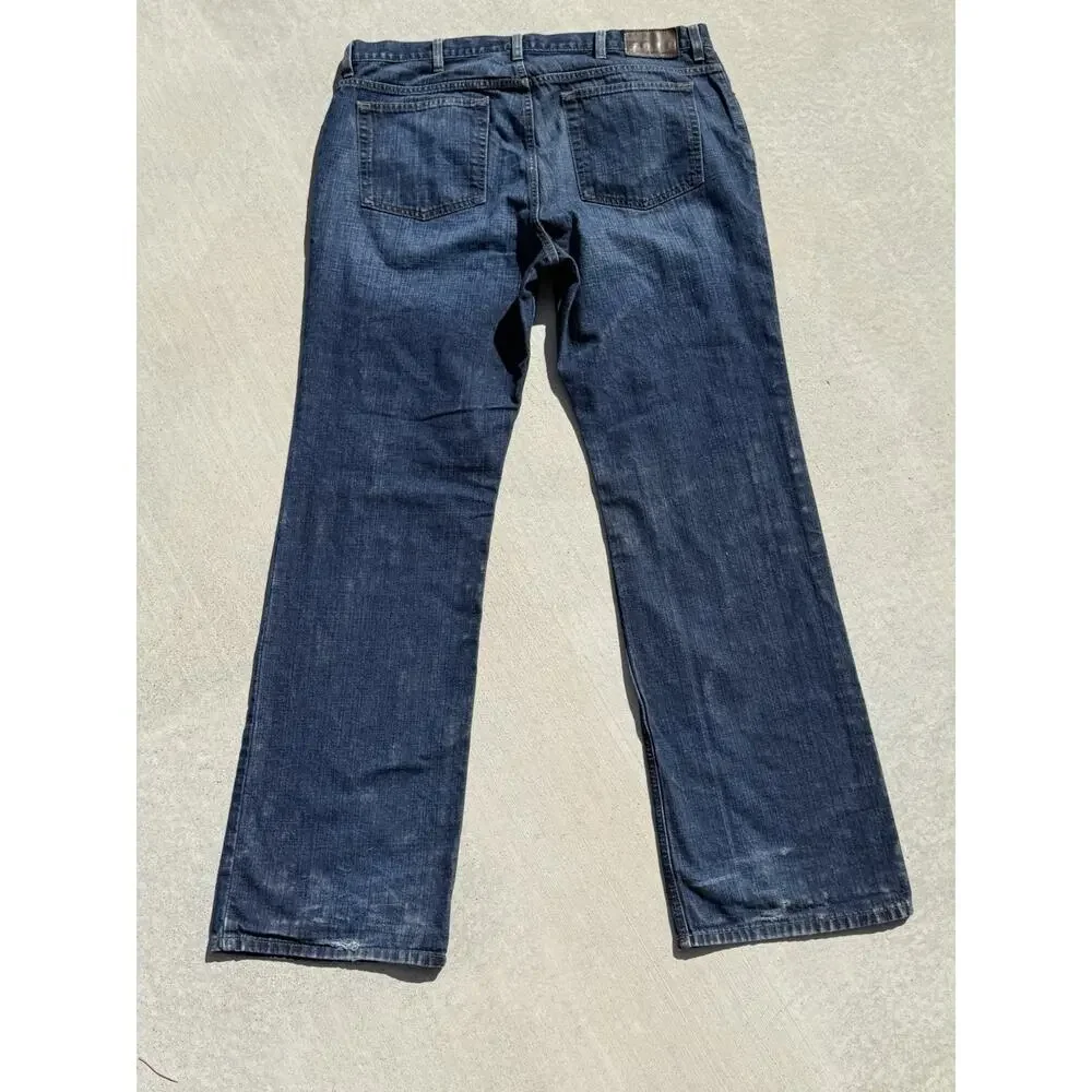 Calvin Klein Jeans Straight-Leg Indigo Denim With Brown Patch